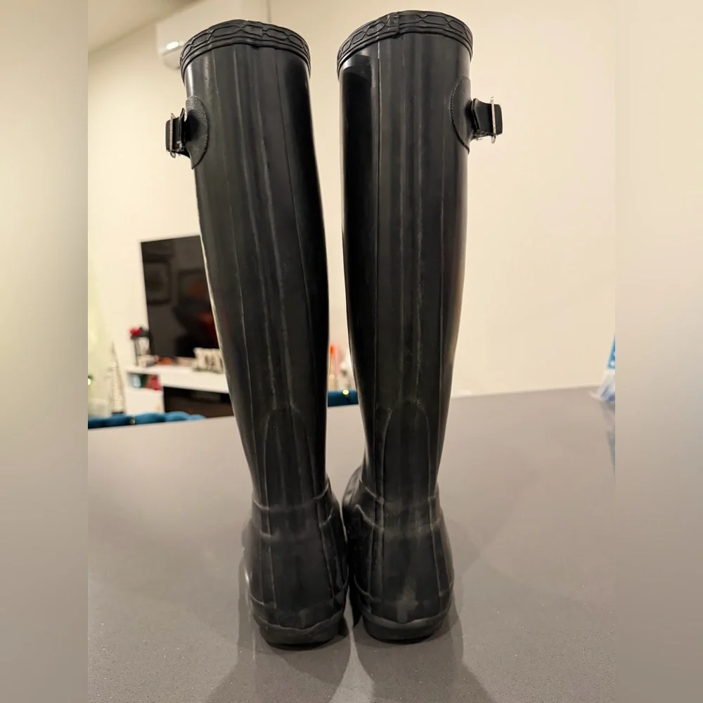 Hunter Original Black Tall Rain Boots Calf-High‎ Women’s US 6 Men's 5